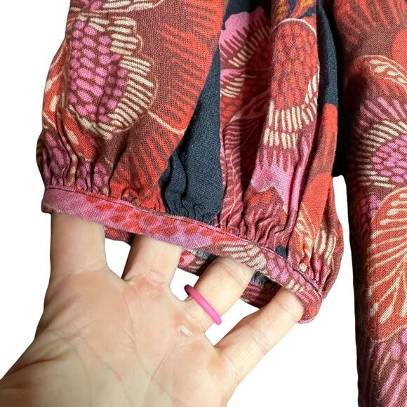 FARM RIO Colorful Floral One Piece Jumpsuit Women's Size Small Linen Blend FLAW - Picture 6 of 14